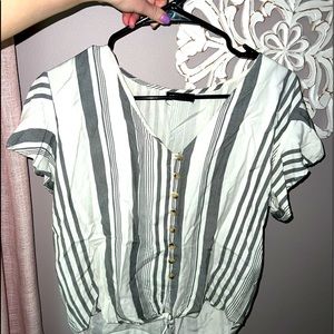 Tie in Front and Button up Blouse